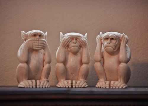 Speak No Evil, See No Evil, Hear No Evil Photograph of three small statues