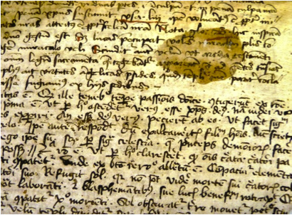 Manuscript Fragment Latin transcription of Thomas Aquinas' Summa Theologiae