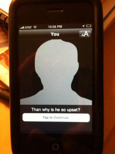 ARIS Shot Picture of smartphone with text Than why is he so upset?