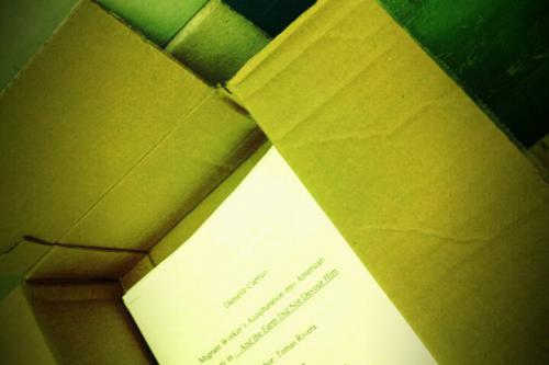 Box of Papers Student papers in a box