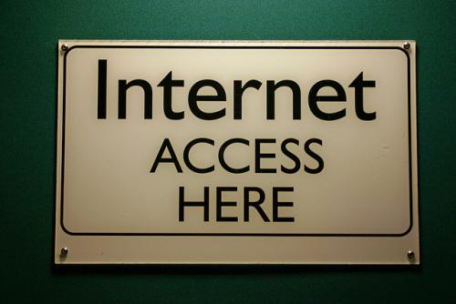 Internet Access Here Sign reading Internet Access Here