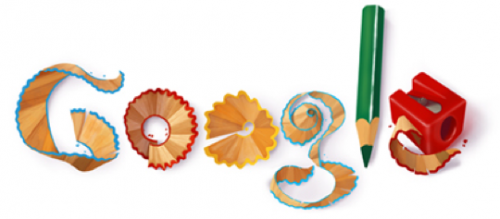Google Doodle, First Day of School 2011 - Estonia, Poland, Russia Google logo made of pencil and pencil shavings