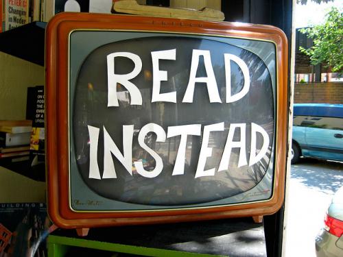 TV Vintage television with the words Read Instead posted on the screen