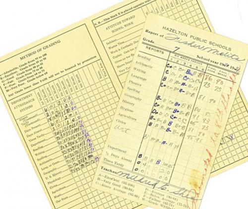 Report Card Photo of an old report card filled out by hand