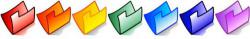 Row of rainbow-colored folders