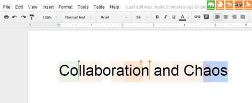 Collaboration and Chaos Text reading collaboration in chaos in a GoogleDoc